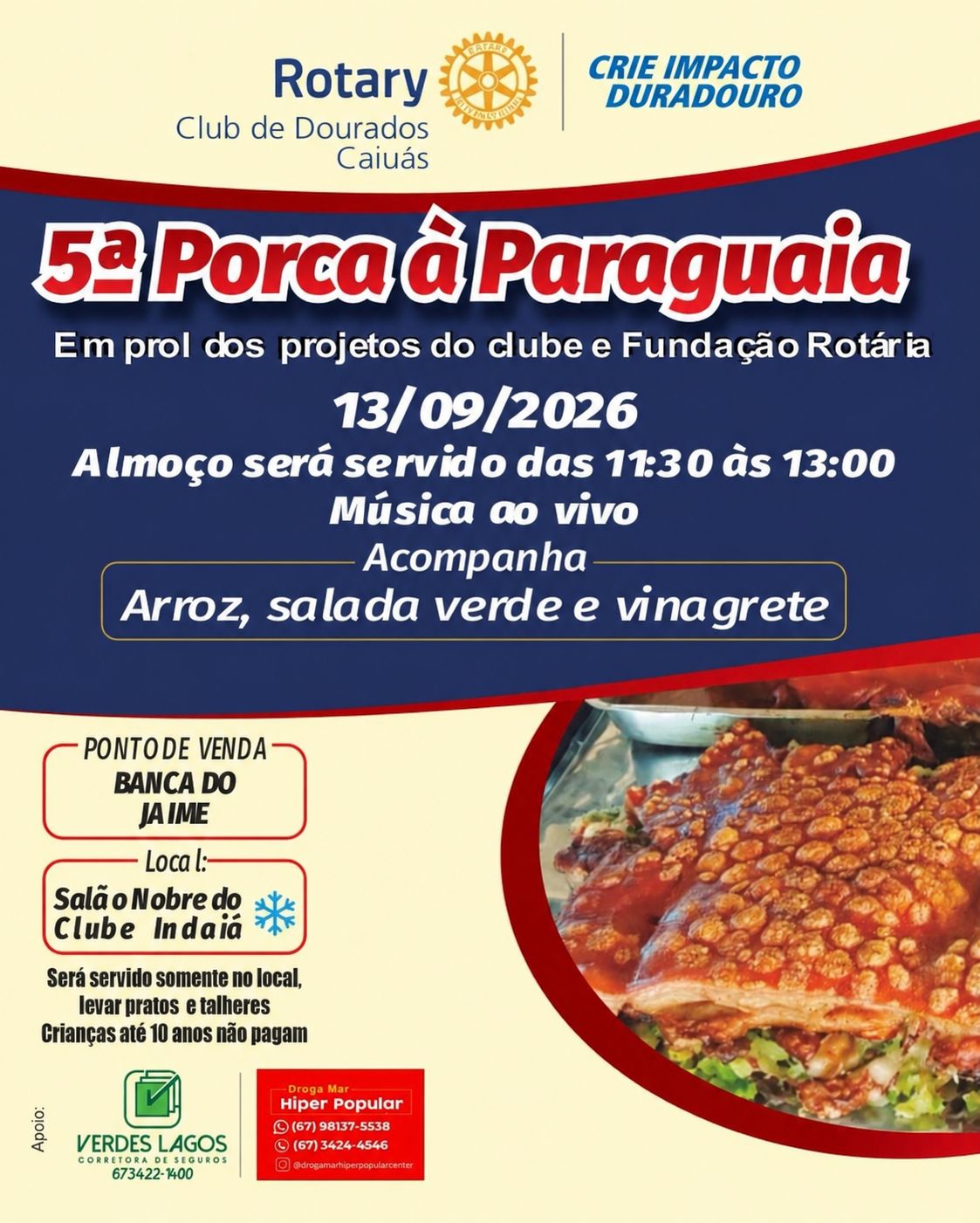 Porca à Paraguaia terá almoço beneficente em Dourados no dia 13